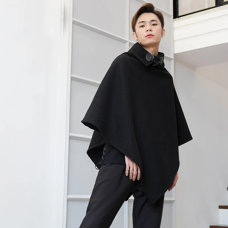 M-4XL осенняя и зимняя Длинная шерстяная куртка Корейская версия свободного покроя тонкий мужской Плащ шаль плащ с высоким воротником