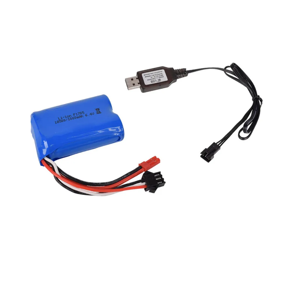 6.4V 1000Mah Li-Ion Batteria + Caricabatteria Per Wltoys A303 A313 A323 A333 1/12 Rc Auto Barca Turcks 6.4V Batteria Jst-2P