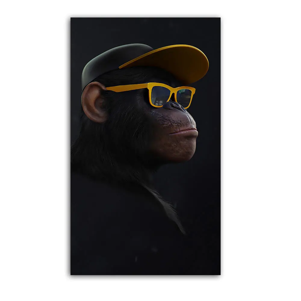 QK2812 WANGART большая картина с животными, печать на холсте, Современная забавная маска, обезьяна, современное искусство, печать на стену, плакат для гостиной - Цвет: QK2812