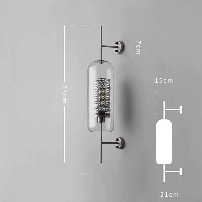 Светодиодный настенный светильник в скандинавском стиле из прозрачного стекла, настенные светильники, настенные светильники для спальни, спальни, ресторана, кабинета, подвесные светильники, железные светильники в стиле лофт - Цвет абажура: B Silver 15CM