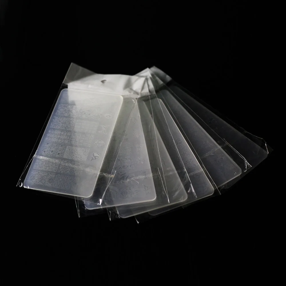 1pc Plastic Nail Art Stamping Plates Clear Stamper 6 12cm Nail Stamping Plates 10 types Manicure 4