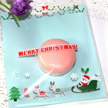 

50pcs Christmas Cellophane Wrapping Bag Santa Claus Reindeer Snowflake Decor Cellophane Gift Packaging For Biscuits Cookie Bag