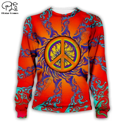 Новые мужские и женские Hippie Peace с 3D принтом толстовки trippy толстовка с капюшоном в стиле ретро пуловер на молнии с длинным рукавом спортивный костюм верхняя одежда - Цвет: sweatshirt