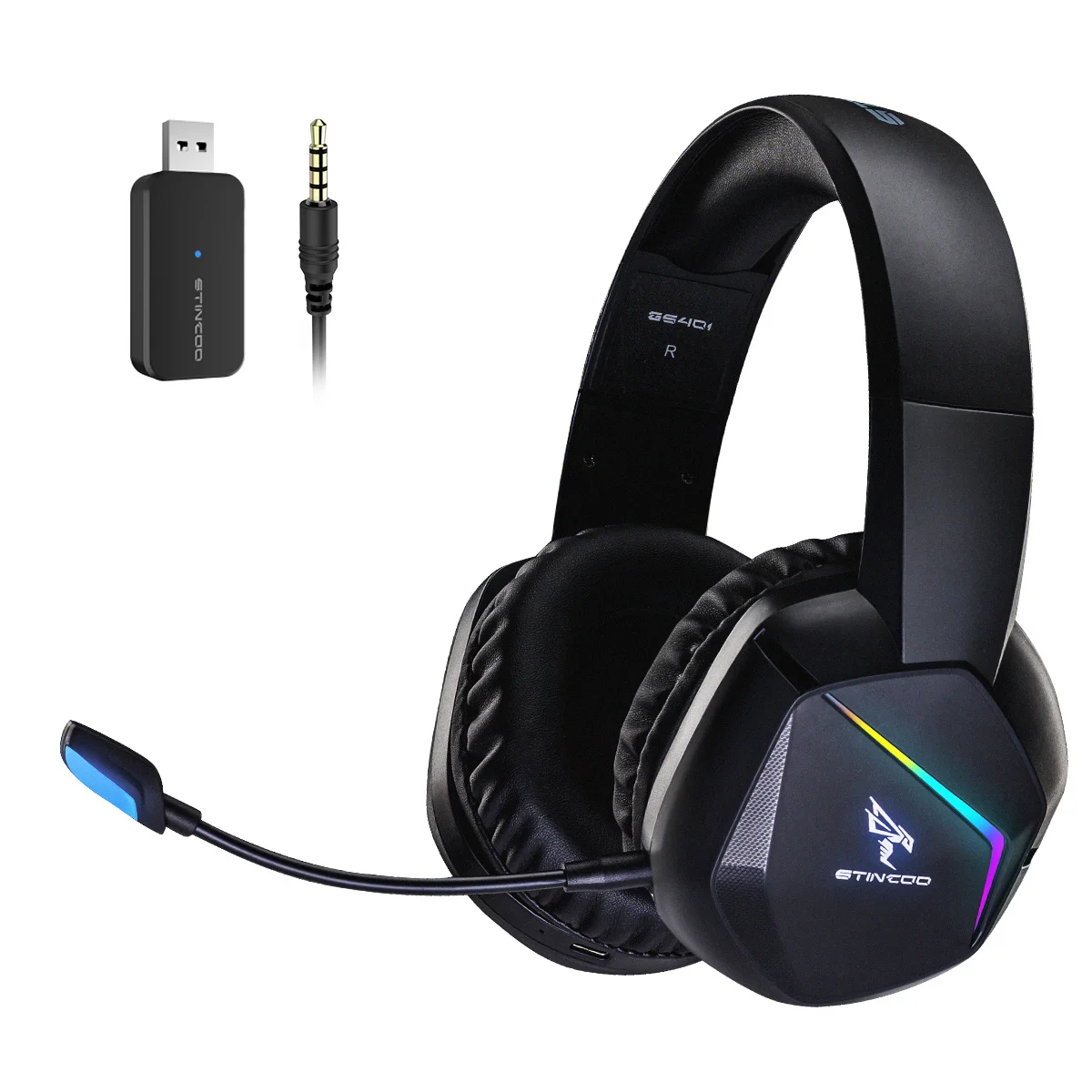 US $55.99 SOMIC Wireless Gaming Headset with Mic RGB LED Light for PS5 PS4 Computer Gamer Headphone with Stereo Sound Soft GS401 24G