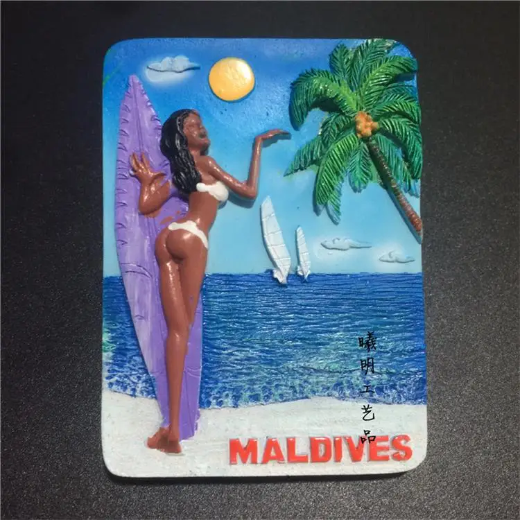 Прекрасные Maldives путешествия сувенирные Смола магниты на холодильник кухонный декор для холодильника стикер пляжный праздник магнитные наклейки на холодильник подарок - Цвет: B