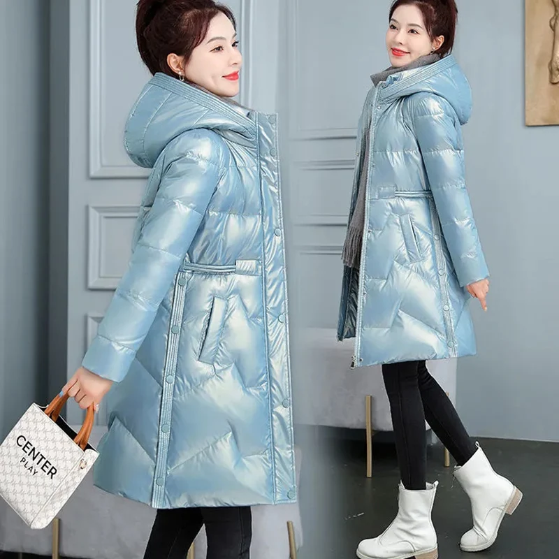 Winter No Clean Down Jacket Girls Hooded Cotton Coat Warm