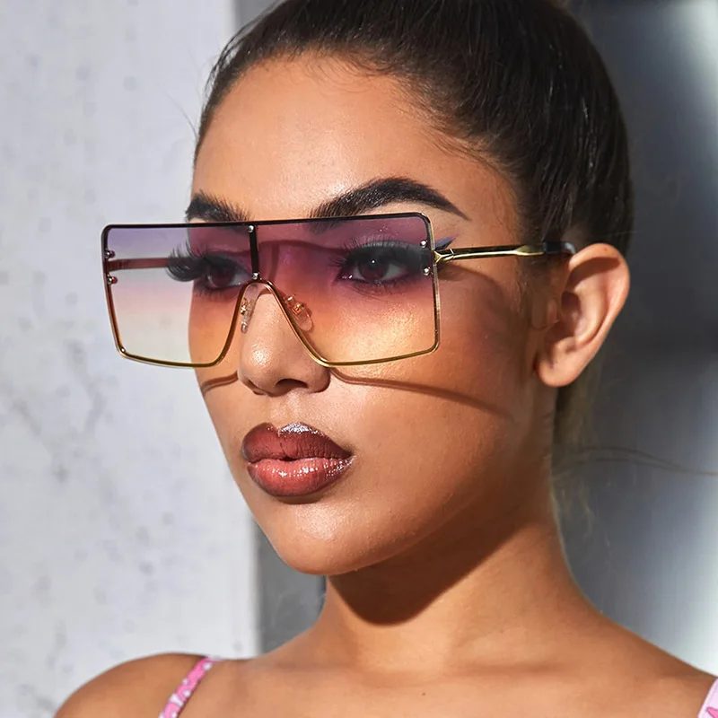 

Oversized Sunglasses Women Retro Vintage Glasses Female Luxury Brand Design Rimless Eyewear Oculos De Sol Feminino Big Shades