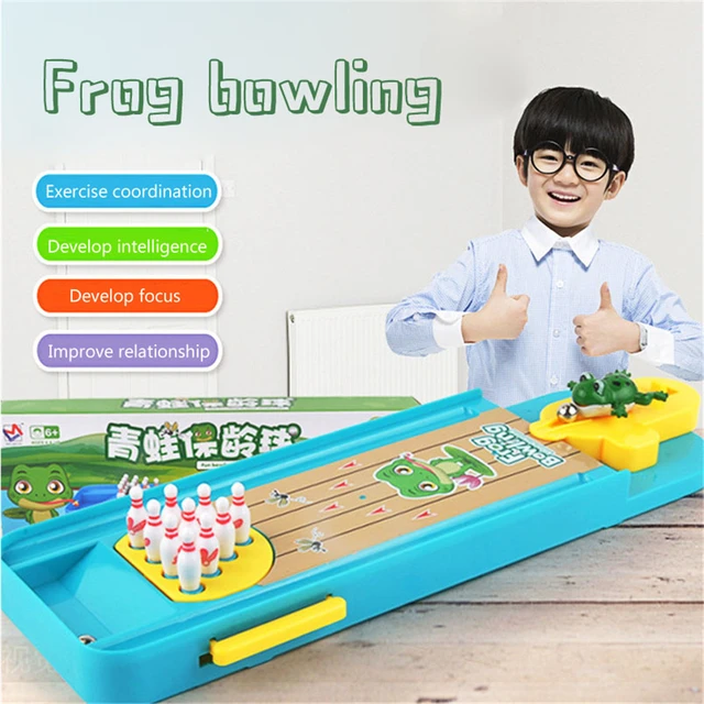 Mini Desktop Bowling Game Toy Cartoon Frog Indoor Parent-Child Interactive Table Sports Game Toy Bowling Educational For Kids 2