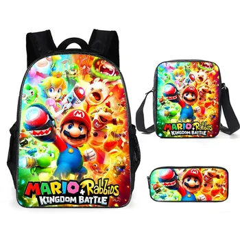 

3pcs Super Mario Cute Bookbags Set With shoulder bag Children School Bags Backpack Teenager Boys Girls Mochila Escolar Infantil