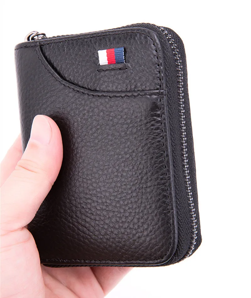 Мини-кошелек с рисунком Litchi PU кожаный держатель для кредитных карт RFID блокирующий карман на молнии модный кошелек для монет сумка для карт