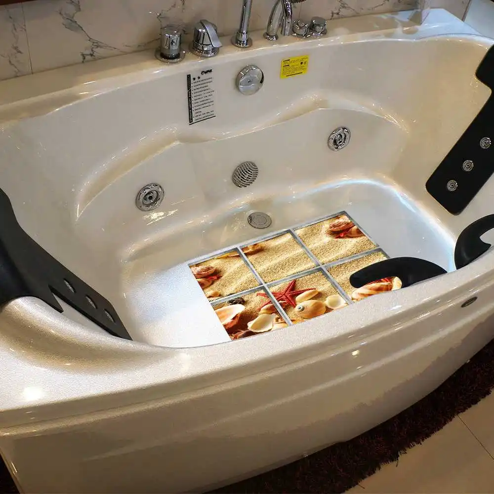 6pcs 3D Bathtub Stickers Anti Slip Removable Waterproof Self-adhesive Bath Mats Bathroom For Kid 15x15cm