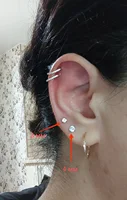2-4mm Zircon Cartilage Tragus Helix Lobe Earring 16G Titanium Ear Stud Lip Piercing Ring Internally Threaded Labret Goth Jewelry 2