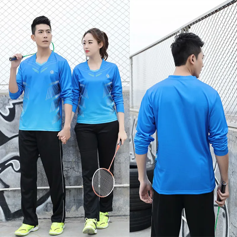 High Quality Women& Men Long Sleeve Tennis Shirts Pants Tracksuits Autumn Badminton Set Table Tennis Uniform Sports Kit Custom