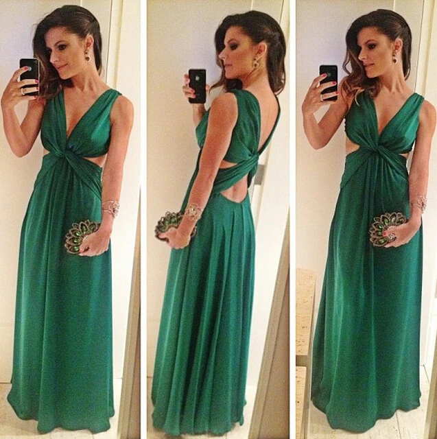 Vestido de festa Longo изумрудно-зеленое вечернее платье, сексуальное шифоновое платье с v-образным вырезом, платья для матери невесты