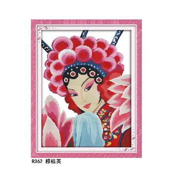 

Joy Sunday Mu Guiying Opera character Style CROSS-STITCH Set Hand made DIY Embroidery Kits for Home Decor and Surprise Gift