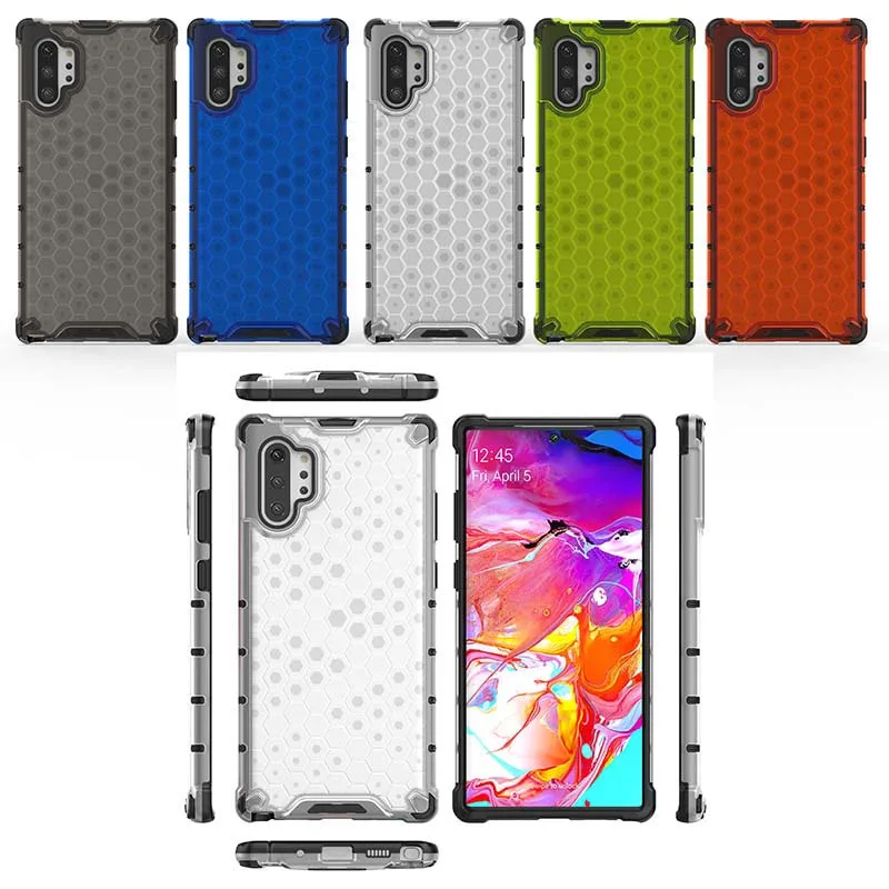 

Honeycomb Style Case For Samsung Galaxy Note10 Note 10 Plus + Soft TPU + Hard PC Shockproof Case Cover Skin