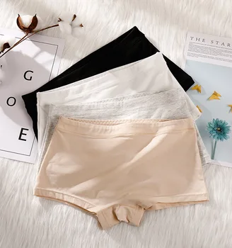 

5pcs Pack Boyshorts Cotton Panties for Women Shorts Boxers Female Underpants Simple Solid Color Plus Size Black White Gray Nude