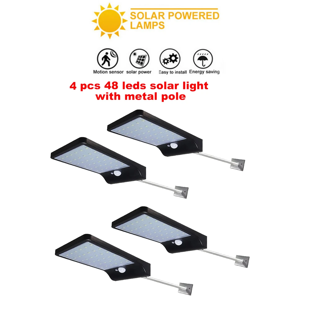 

2/4pcs 48 LED Solar Power Lamp PIR Motion Sensor Solar Garden Lights Outdoor Waterproof Energy Saving Wall Yard Lamps security g