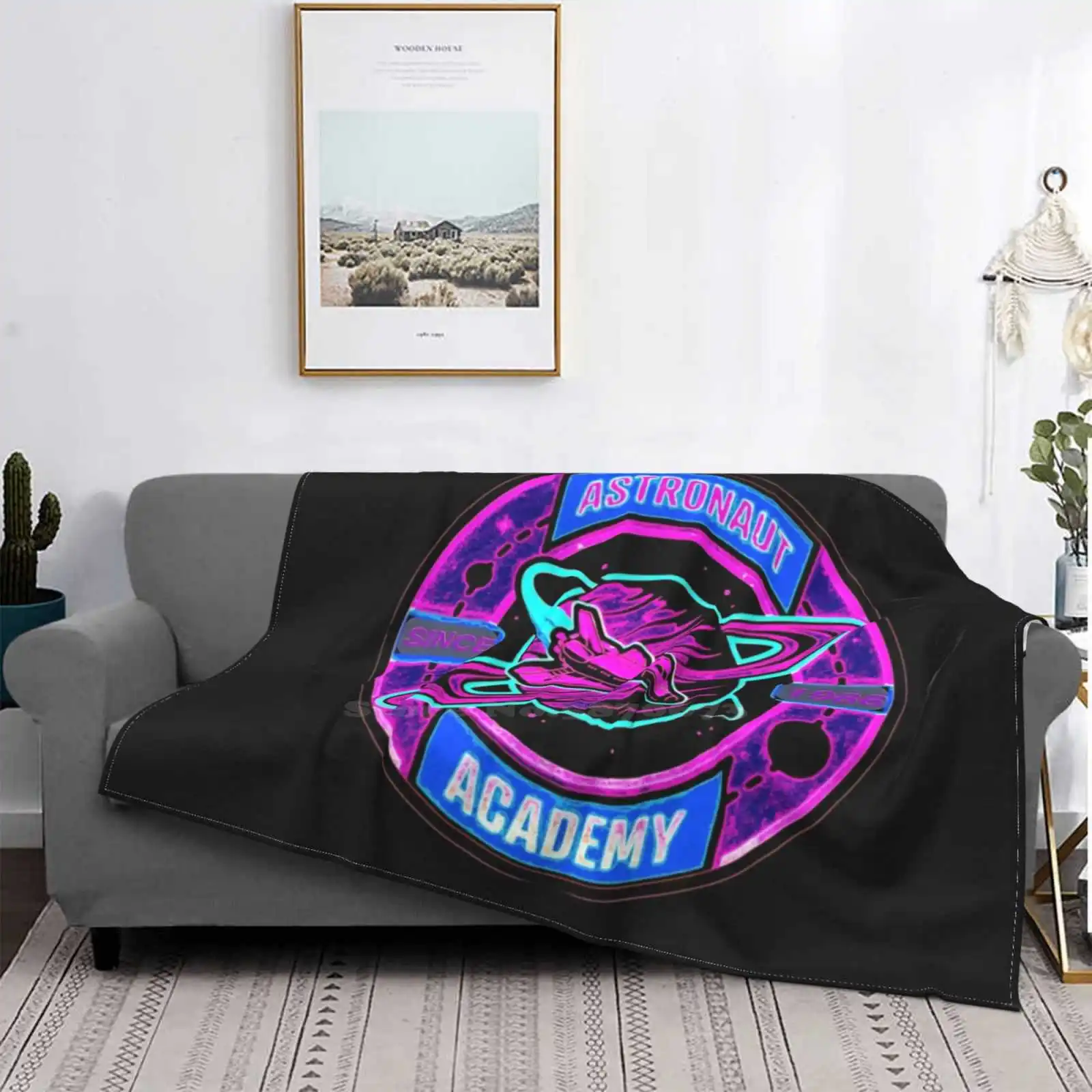

Astronaut Academy 1986 Logo Top Quality Comfortable Bed Sofa Soft Blanket Related To Space Travel Astronaut Space Man Icon
