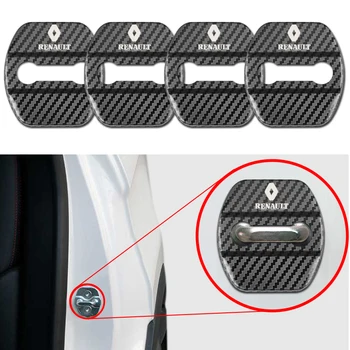 

4pcs Car-Styling Car Carbon fiber pattern Auto Door Lock Cover Case For Renault Koleos KADJAR accessories