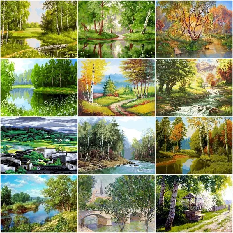 GATYZTORY Frame Gardan Landscape DIY Painting By Number Modern Wall Art Handpainted Oil Acrylic Paint On Canvas Artwork | Дом и сад