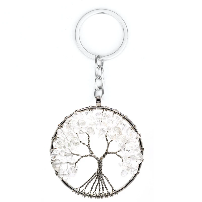 Древо жизни натуральный камень кулон Брелоки для ключей, подвески на сумку модные серебряные ювелирные изделия подарок Брелоки для ключей для женщин аксессуары - Цвет: 2