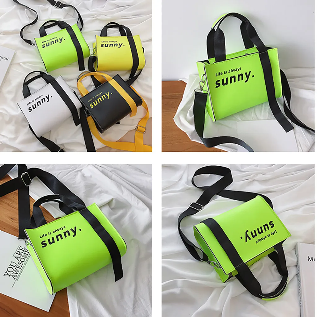 Женская модная флуоресцентная цветная сумка композитная сумка повседневная сумка на плечо неоновая зеленая сумка Sac основной vert fluo Neon green