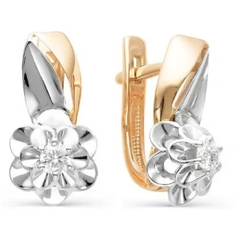 

Master brilliant earrings flowers with 2 diamonds in red gold