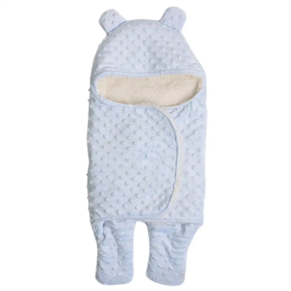 Kuulee Swaddle Wrap plush Kids Baby Winter Solid Color Knitting Swaddle Wrap Bedding Receiving Blanket Sleeping Bag - Цвет: Blue