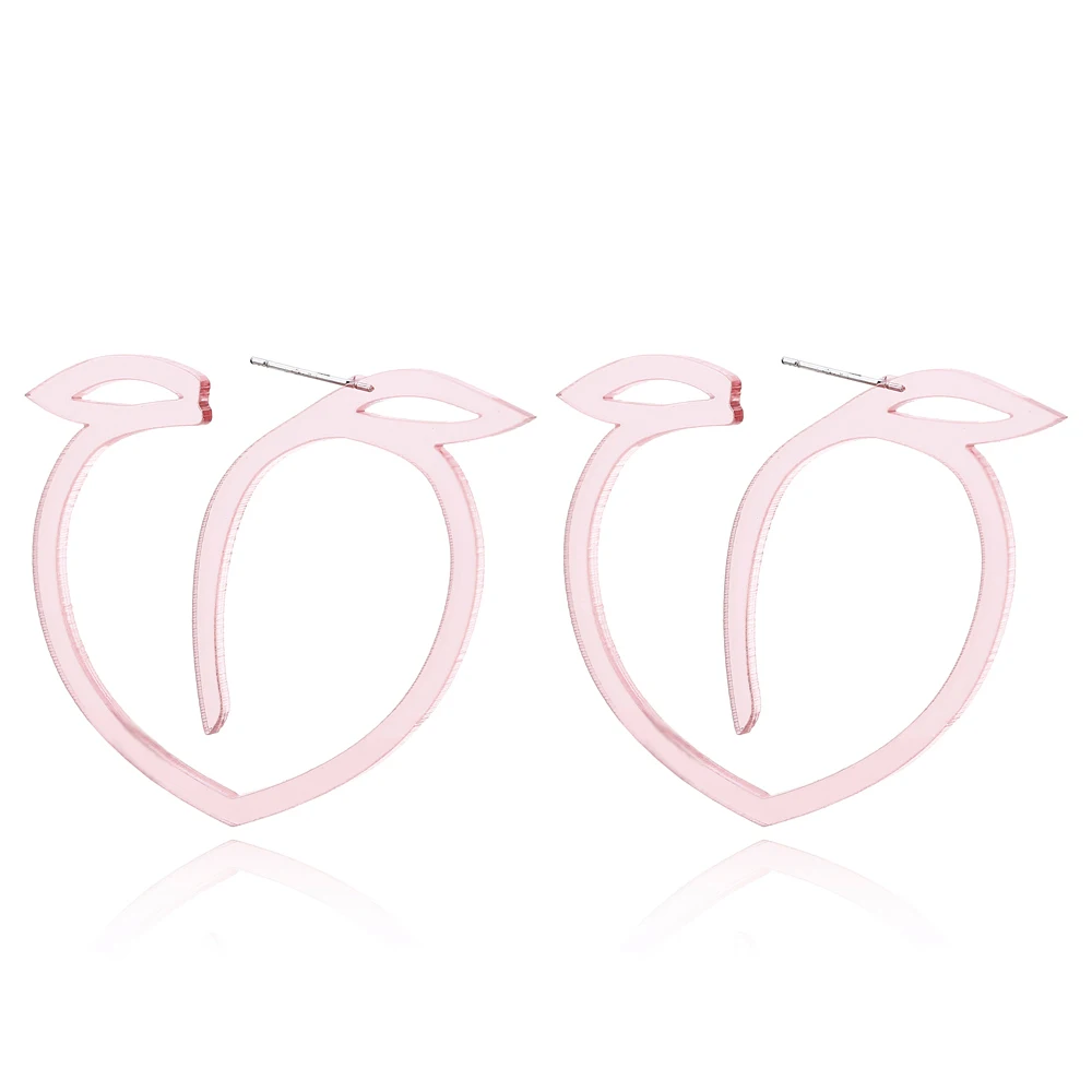 YAOLOGE супер прекрасный дизайн выдалбливают Розовый сочный персик акриловые сережки-гвоздики большие преувеличенные классные стильные серьги для женщин