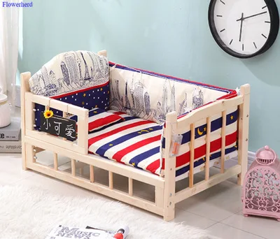 

New Soft Long Plush Winter Warm Sleeping Bed Puppy Mat Pet Bed Solid Wood Dog Bed Dog Kennel Cat Litter Detachable Wash Bed