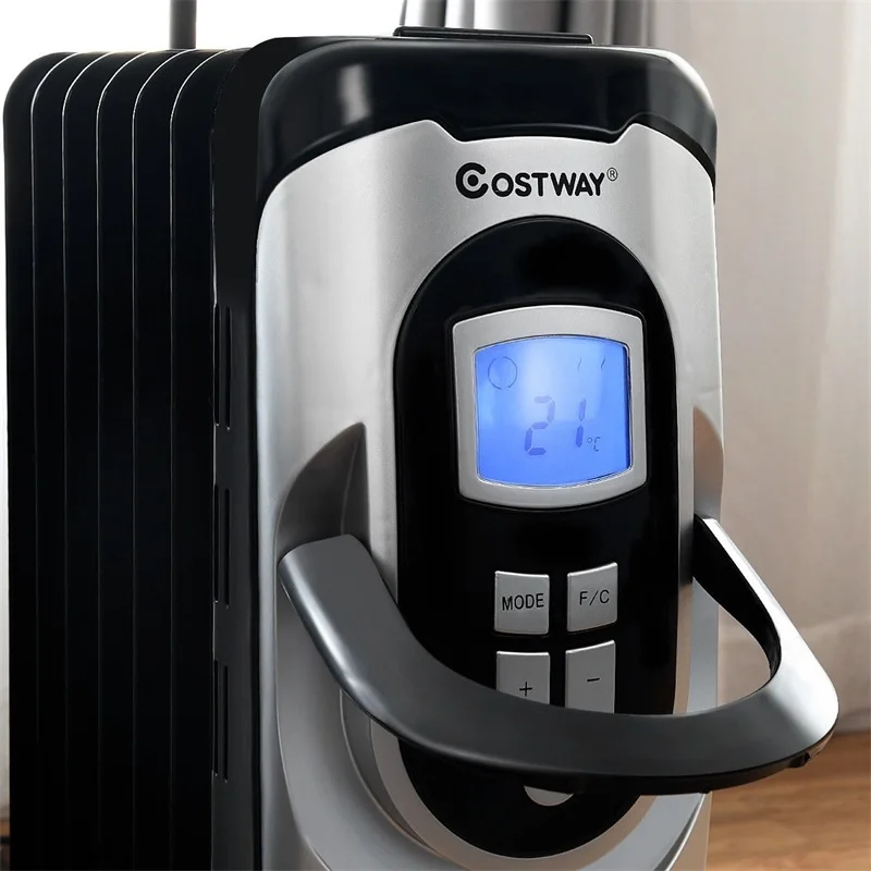 Полоса 1500W LCD 7 Fin таймер Электрический масляный радиатор нагреватель защита от