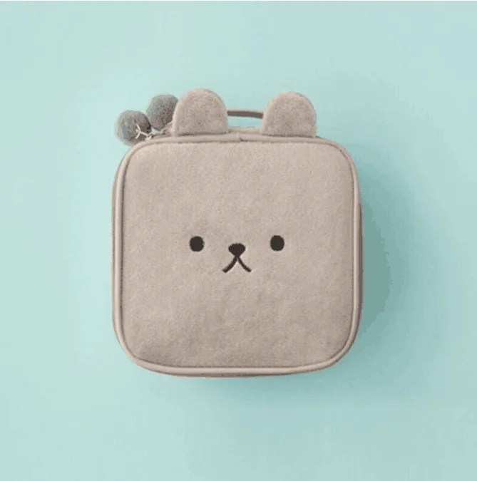 grey Новые мягкие фланелевые косметички для девочек, Bentoy, косметичка для макияжа, женская сумка, модные дорожные сумки для туалета, Корея, твердый BD, лучший подарок - Цвет: grey