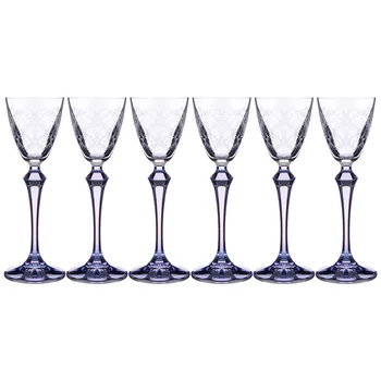 

Elisabeth Blue Smoke Liqueur Glasses Set 6 pcs 70 ml. Height = 18.5 cm.