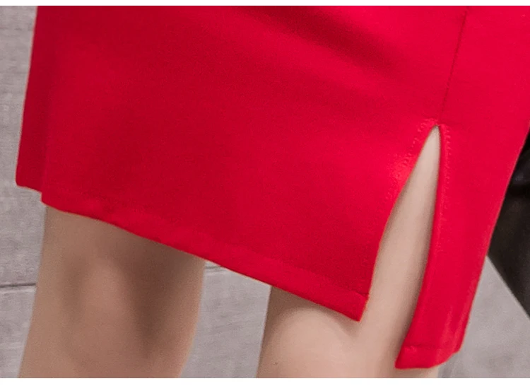 Elegant Women's Pencil Skirt New Fashion Korean OL Style Red Black Mini Skirts High Waist Work Office Bodycon Skirt