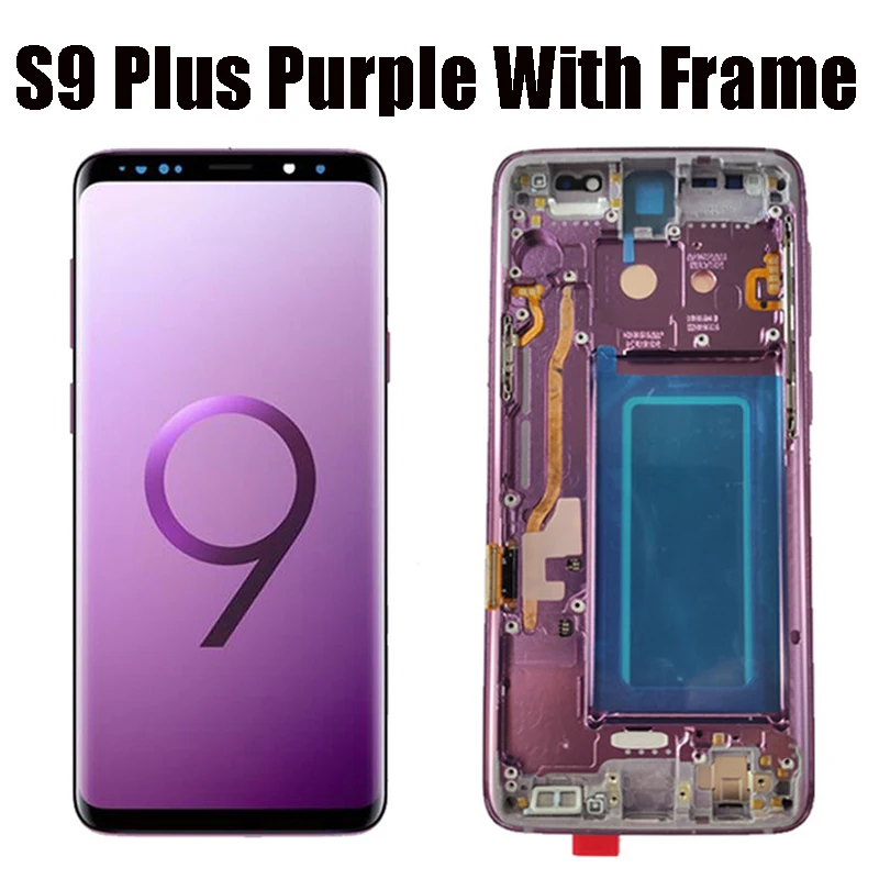 S9P PurpleWith Frame Без битых пикселей 5,8 ''дисплей для SAMSUNG Galaxy S9 G9600 ЖК-дисплей с кодирующий преобразователь сенсорного экрана в сборе запасные части - Цвет: S9P PurpleWith Frame