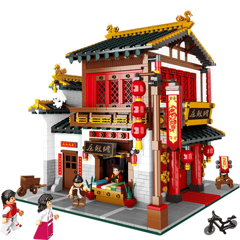 

XINGBAO 01001 Chinese Street Silk Fabrics Zhuang Xb01001 Assembled Inserted Building Blocks Educational Children Small Particles