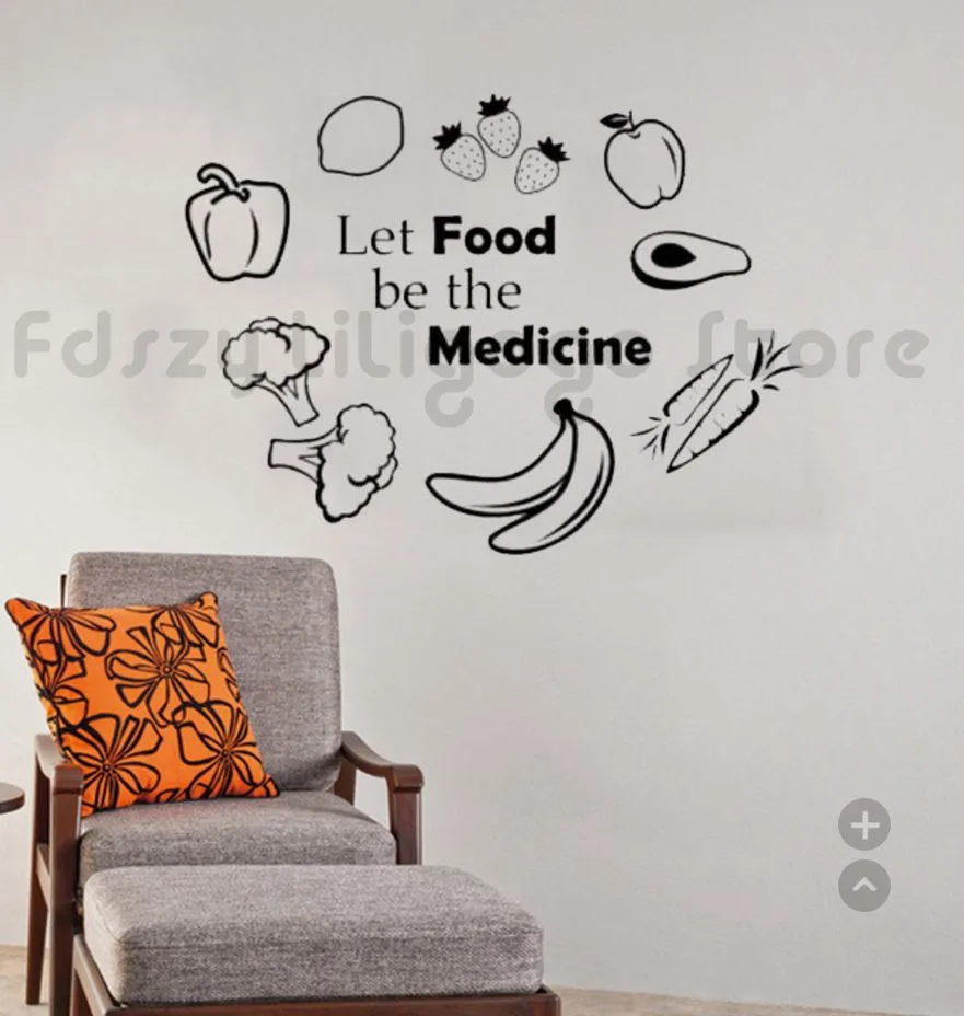 Наклейка на стену Let Food Be The Medical художественный постер для здоровой диеты в