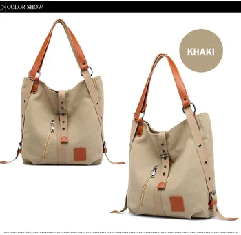 

Durable Canvas Women Shoulder Bags High Quality Students Travel Bags Multifunction Large Capacity Back Pack