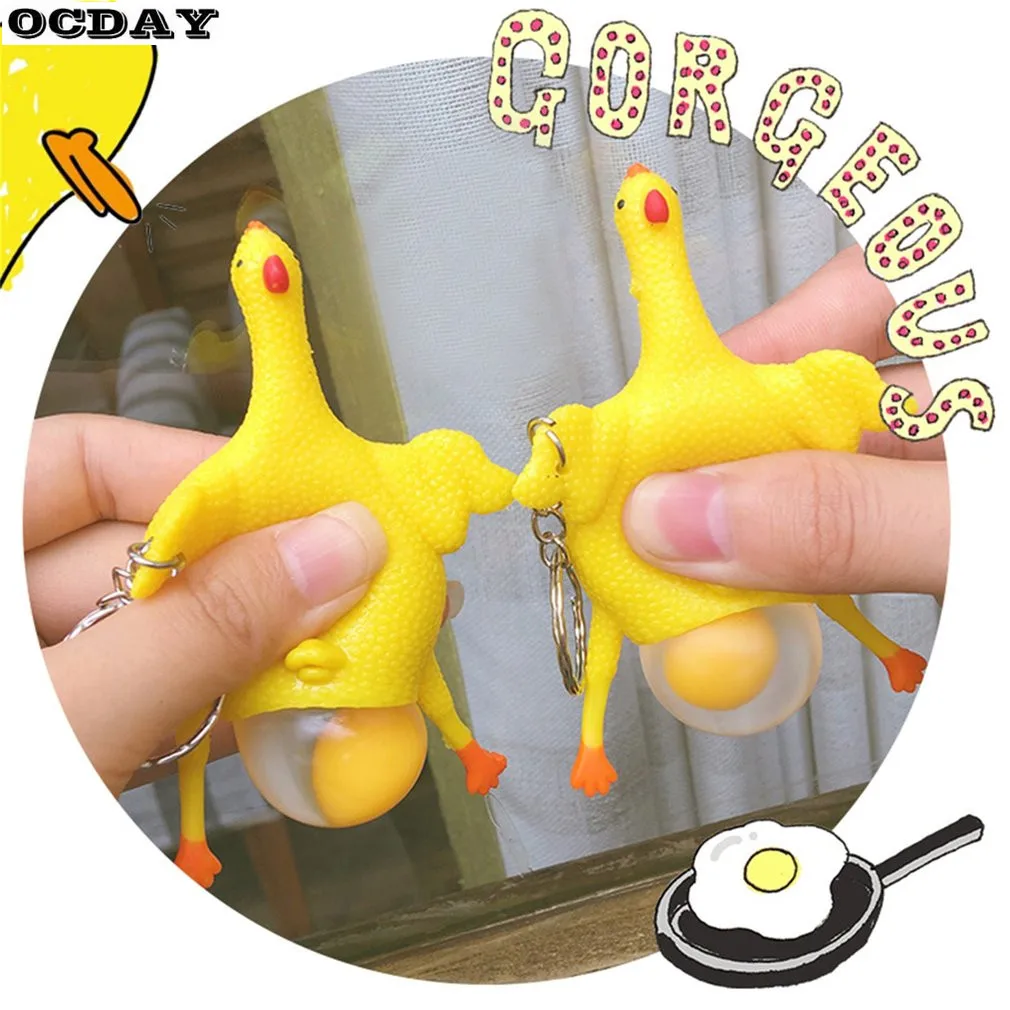 OCDAY Новинка сжимает яйцо несушек игрушки "Цыплята" вентиляционная курица цельное яйцо смешная игрушка с брелком анти-стресс шалость игрушка для детей