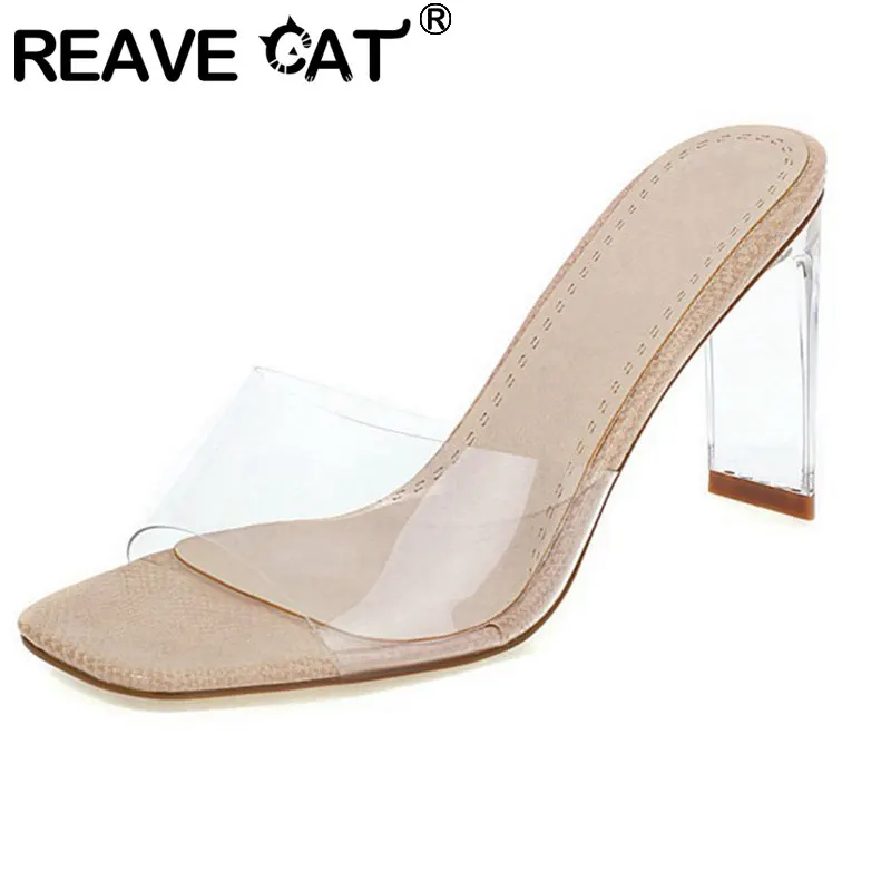 

Женские босоножки с открытым носком REAVE CAT, Новые прозрачные повседневные сандалии больших размеров 34-43 на необычном каблуке 9 см, A3885, 2021