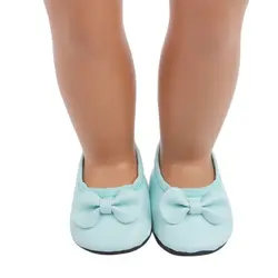 Pantoufles mignonnes bleu clair pour fille américaine, accessoires de poupée nouveau né de 18 pouces (46cm) 
