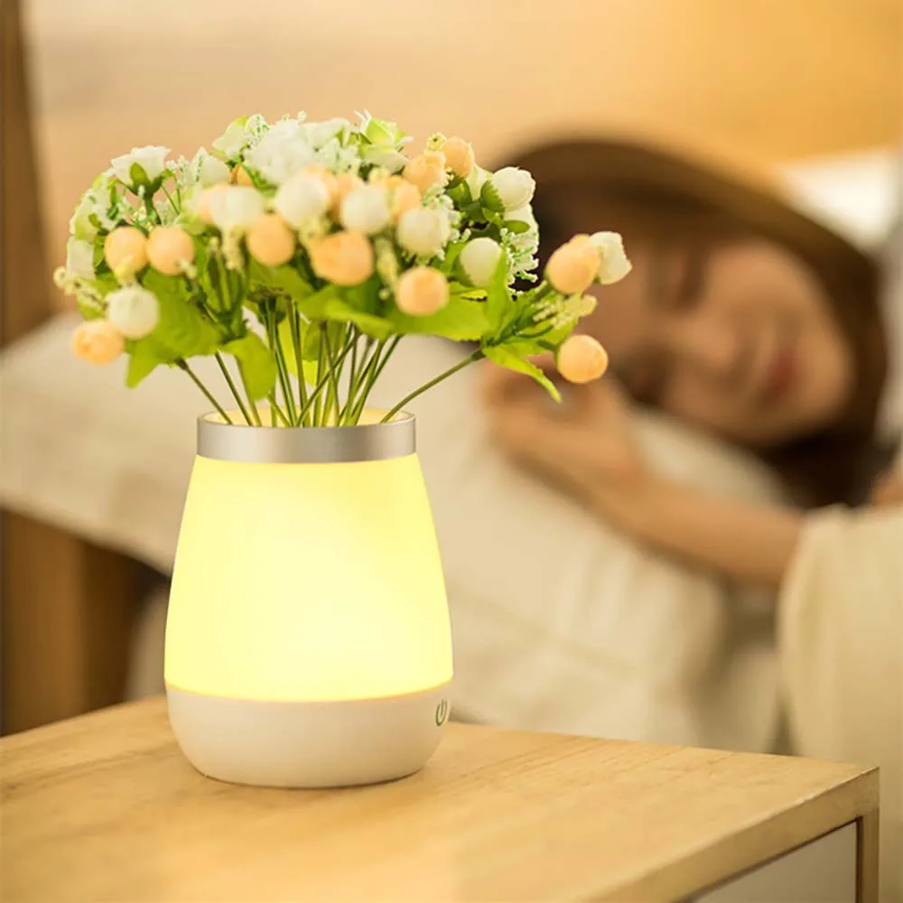 

Battery Power Touch Vase Table Night Lamp LED Decoration USB Rechargeable Bedside Night Light For Girls Bedroom