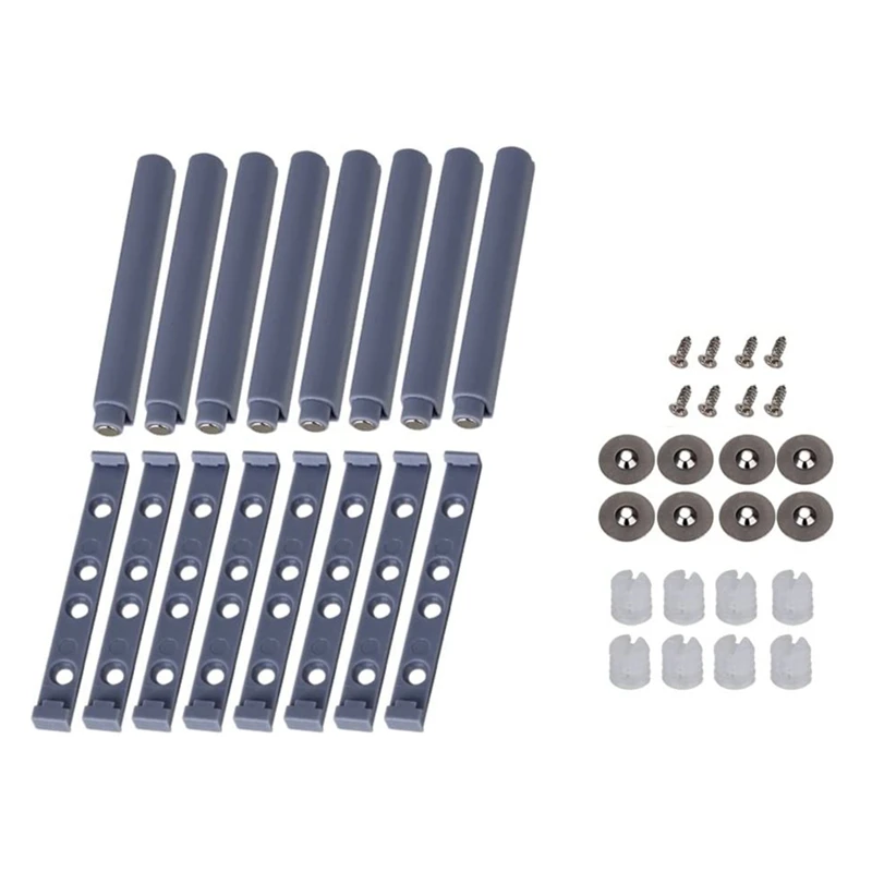 

8Pack Gray Cabinet Door Drawer Catch Latch Push Open System Damper Buffer