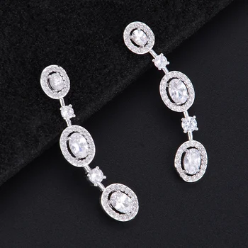 

LARRAURI Brand Cubic Zirconia Bridal Wedding Earrings Fashion Jewelry Statement Stud Earrings For Women Ear Jewelry Accessories