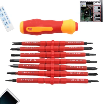 

8Pcs Set Multi Functional Magnetic Holder Screwdriver Bits Hand Tools Repair Electronic Insulation Manually Screwdrivers Bit