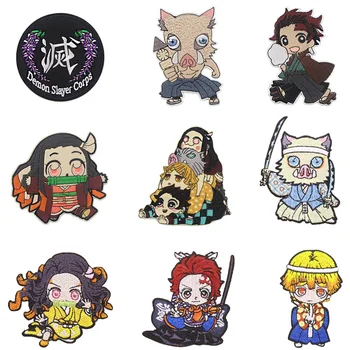 

A3844 Patchfan Anime Kimetsu no Yaiba Badges Clothes Embroidery Patch Applique Iron Or Sew Supplies Decorative Patches
