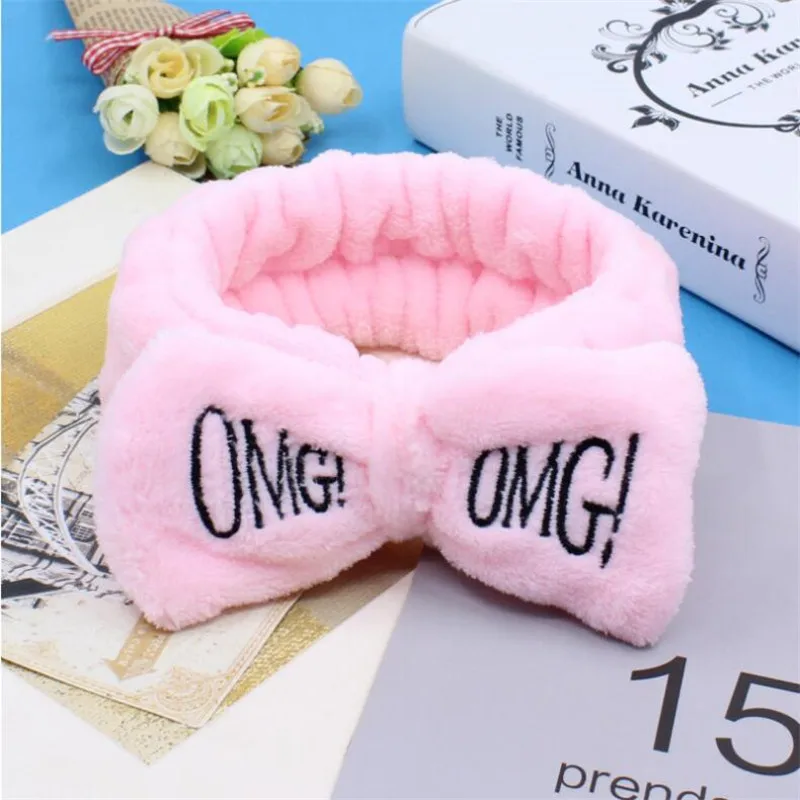 

New Letter Omg Coral Soft Fleece Bow Headbands For Women Girls Cute Hair Holder Hairbands Headwear Hair Accessories