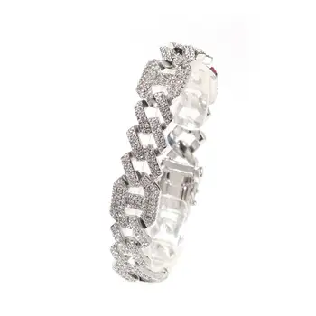 

Popular hip-hop Bracelet in Europe and America exaggerated color matching 17mm geometric shape inlaid with accessories