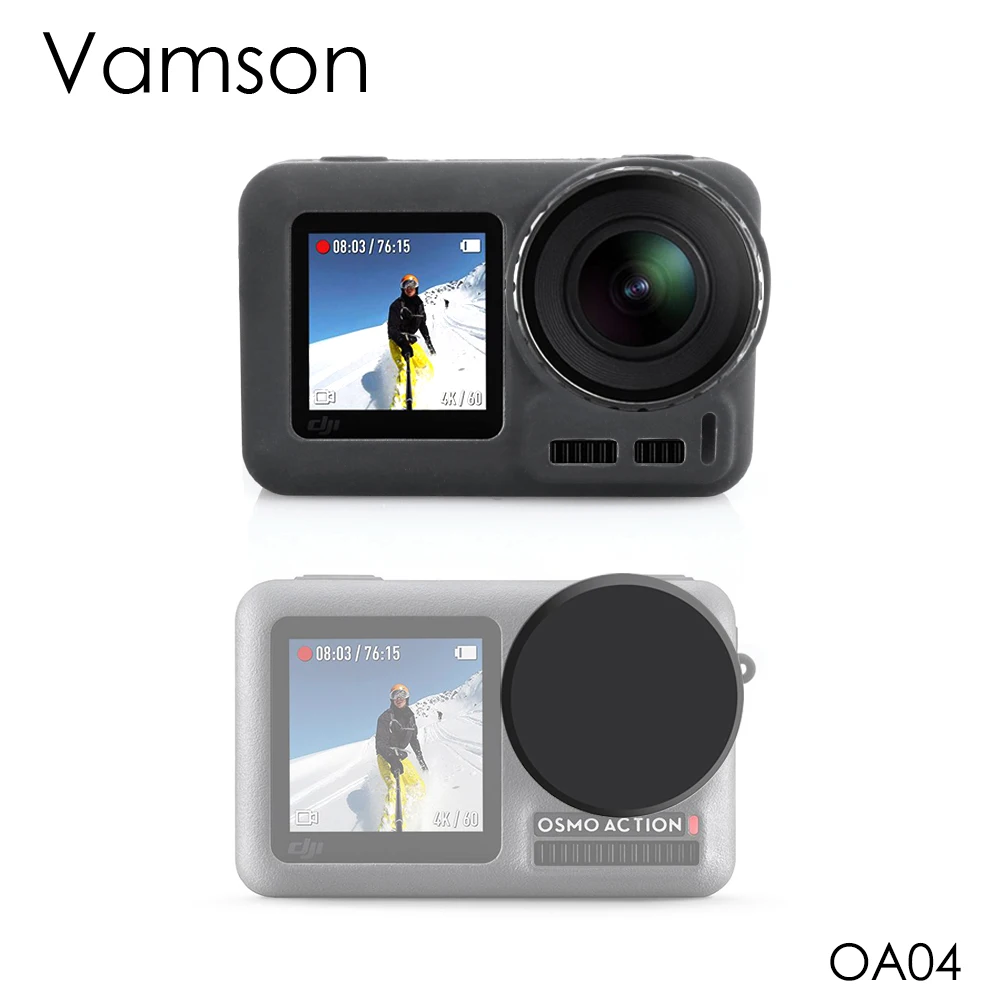 

Vamson for DJI Osmo Action Camera accessories Silicone Shell Frame Cage Protective Housing Case Cover Lens Cap OA04